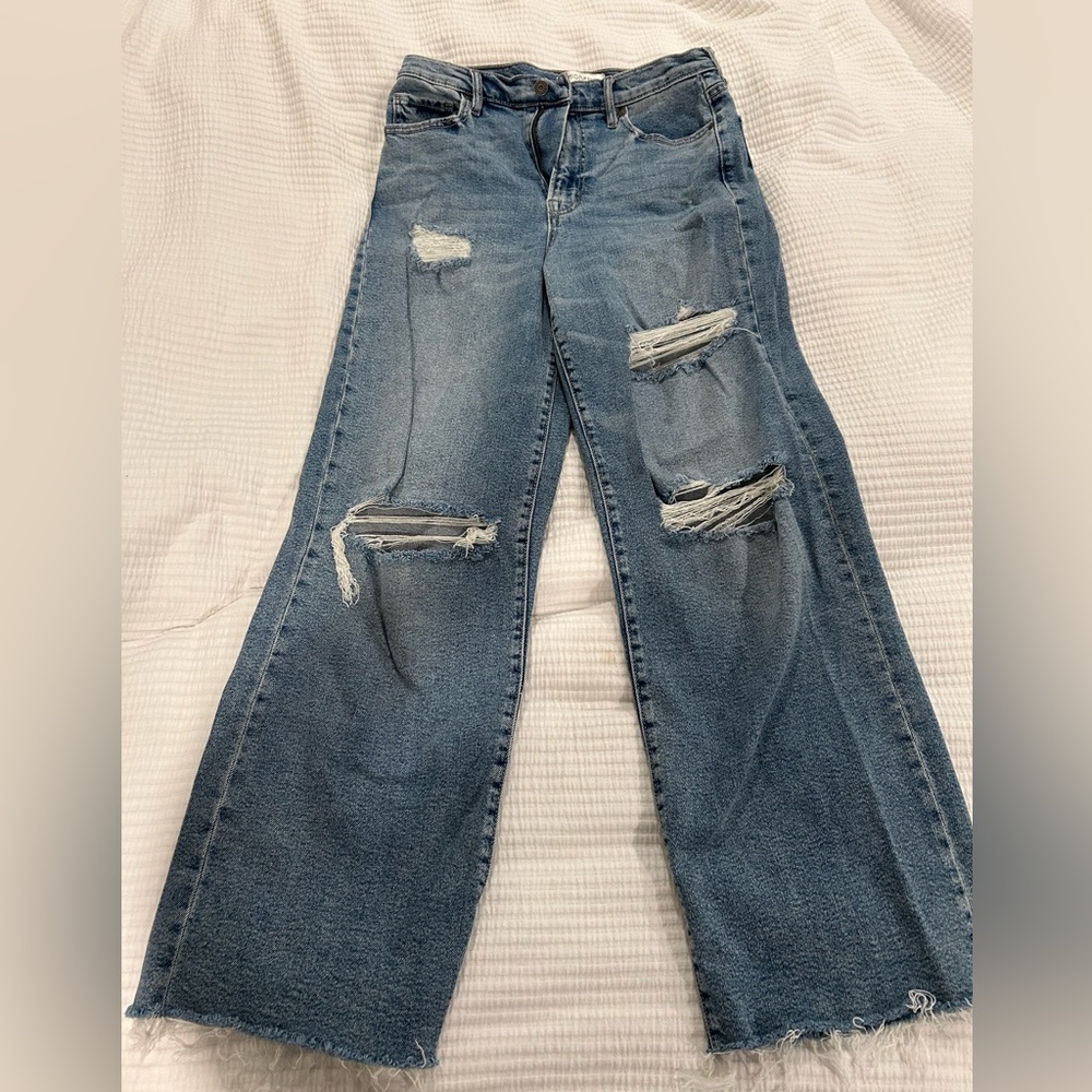 Hidden Distressed Wide Leg Ankle Jeans Size 29
